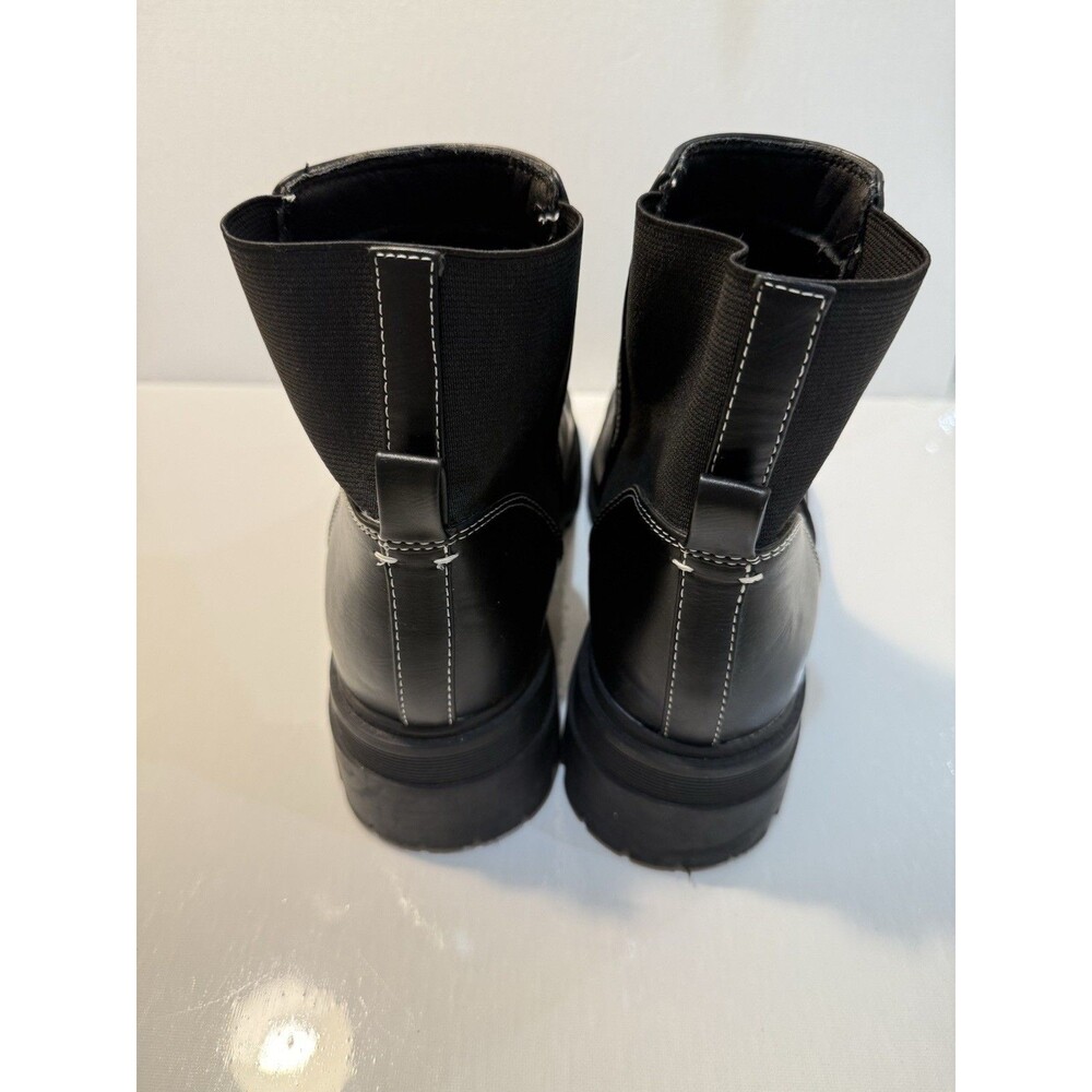 Y2K Nine West Chunky Sole Toe Pull On Chelsea Ankle Boots 8.5 90s Goth Black - Picture 7 of 16